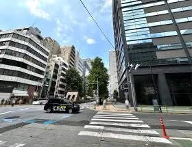 横断歩道を渡る