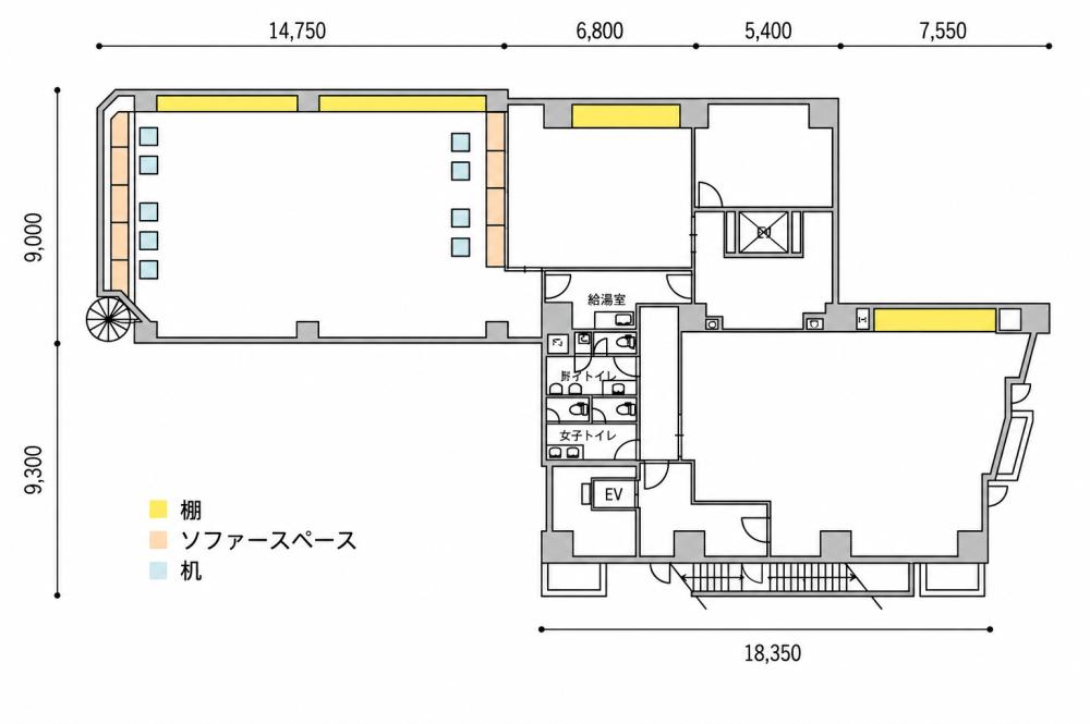 リフレッシュ空間付きで執務席は自由に設計の居抜き賃貸オフィス物件(約110坪) ｜居抜きオフィス物件検索サイト【vivit-ビビット】（2）