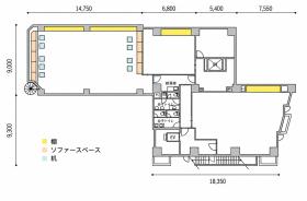 リフレッシュ空間付きで執務席は自由に設計の居抜き賃貸オフィス物件(約110坪) ｜居抜きオフィス物件検索サイト【vivit-ビビット】（サムネイル2）