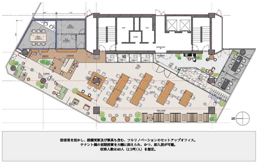 100坪のフルセットアップの居抜き賃貸オフィス物件(約105坪) ｜居抜きオフィス物件検索サイト【vivit-ビビット】（2）