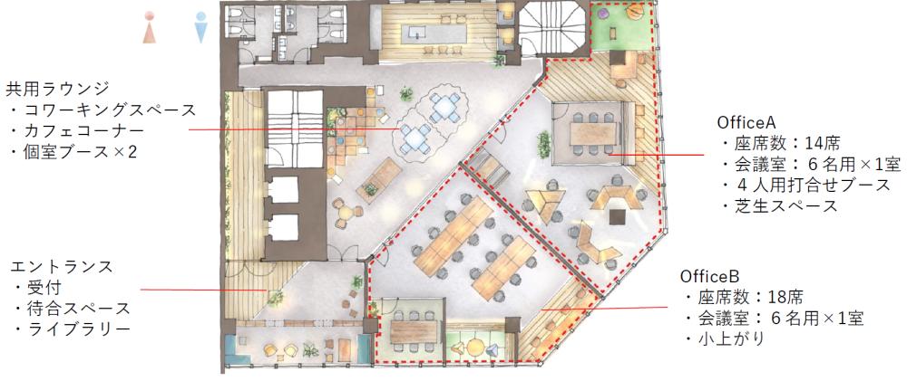 会議室付き 水光熱費清掃費賃料に含むの居抜き賃貸オフィス物件(約30坪) ｜居抜きオフィス物件検索サイト【vivit-ビビット】（2）