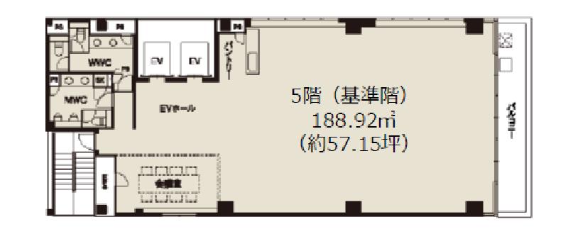 共有の屋上テラス有り セットアップオフィスの居抜き賃貸オフィス物件(約55坪) ｜居抜きオフィス物件検索サイト【vivit-ビビット】（2）