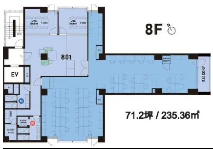 会議室2部屋、すべての家具付きの居抜き賃貸オフィス物件(約70坪) ｜居抜きオフィス物件検索サイト【vivit-ビビット】（2）