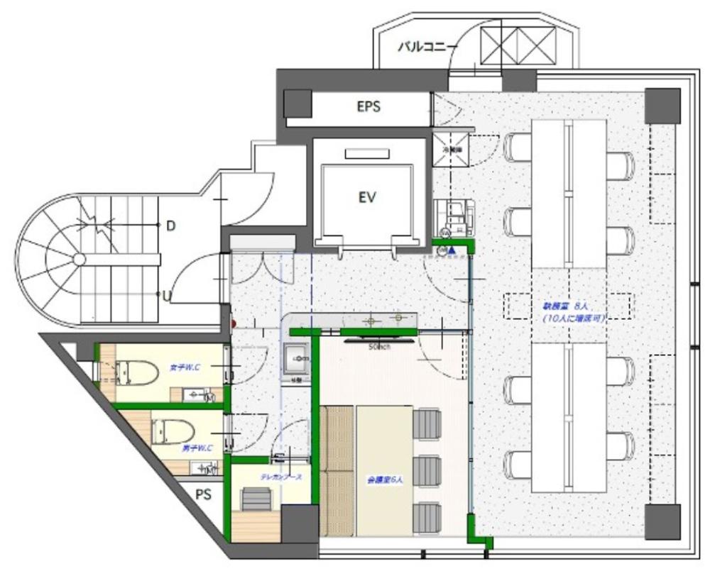 会議室造作済み！ デザイナーズ物件！の居抜き賃貸オフィス物件(約15坪) ｜居抜きオフィス物件検索サイト【vivit-ビビット】（2）