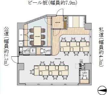 ホテルテイストな内装 6名用会議室有り！の居抜き賃貸オフィス物件(約20坪) ｜居抜きオフィス物件検索サイト【vivit-ビビット】（2）