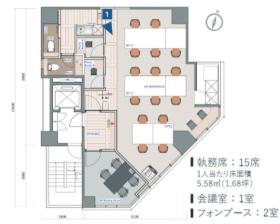 会議室1部屋 テレブース付きの居抜き賃貸オフィス物件(約25坪) ｜居抜きオフィス物件検索サイト【vivit-ビビット】（サムネイル2）