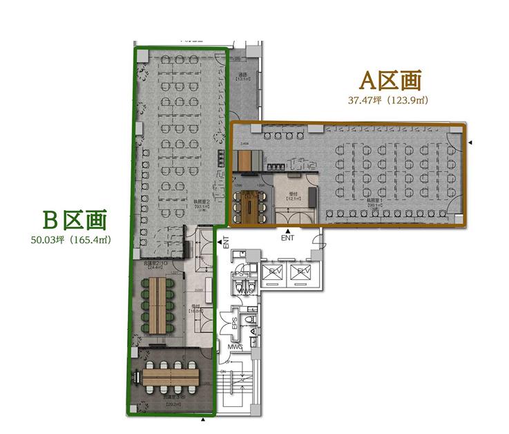 大型会議室2部屋！ セットアップオフィス！！の居抜き賃貸オフィス物件(約50坪) ｜居抜きオフィス物件検索サイト【vivit-ビビット】（2）