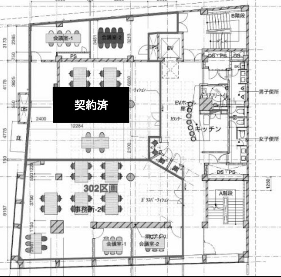 共用ラウンジ付き！ 会議室2室セットアップ物件！の居抜き賃貸オフィス物件(約40坪) ｜居抜きオフィス物件検索サイト【vivit-ビビット】（2）