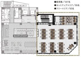 開放的なセットアップオフィスの居抜き賃貸オフィス物件(約105坪) ｜居抜きオフィス物件検索サイト【vivit-ビビット】（サムネイル2）