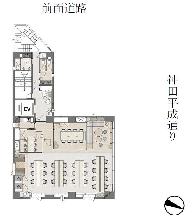 神田駅徒歩5分！ 中規模セットアップオフィス！の居抜き賃貸オフィス物件(約55坪) ｜居抜きオフィス物件検索サイト【vivit-ビビット】（2）