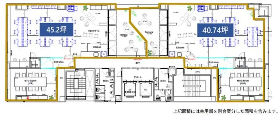 会議室造作済み！ 専用テラスあり！の居抜き賃貸オフィス物件(約45坪) ｜居抜きオフィス物件検索サイト【vivit-ビビット】（2）