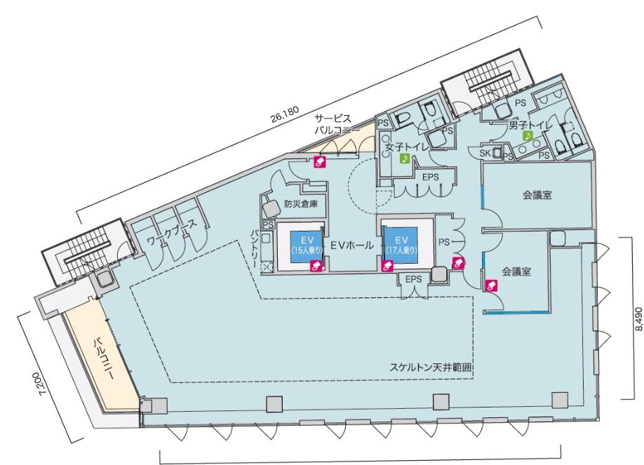 神保町エリア新築 セットアップオフィスの居抜き賃貸オフィス物件(約105坪) ｜居抜きオフィス物件検索サイト【vivit-ビビット】（2）