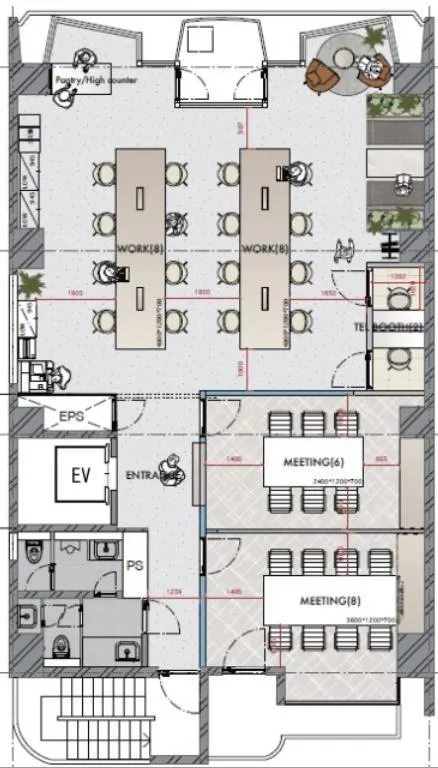 フルセットアップオフィス 会議室2部屋付きの居抜き賃貸オフィス物件(約45坪) ｜居抜きオフィス物件検索サイト【vivit-ビビット】（2）
